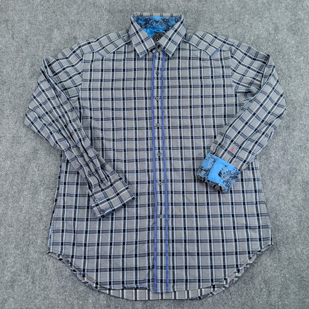 Robert Graham Shirt Mens Large Plaid Long Sleeve Button Up Flip Cuff‎